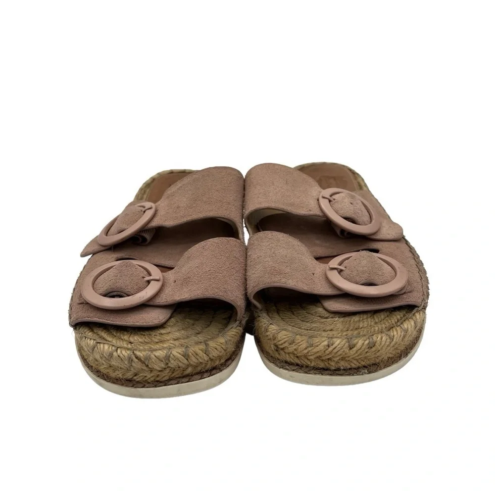 Marc Fisher Ramba Suede Slip On Espadrille Slide Sandals Pink Women's Size 6.5